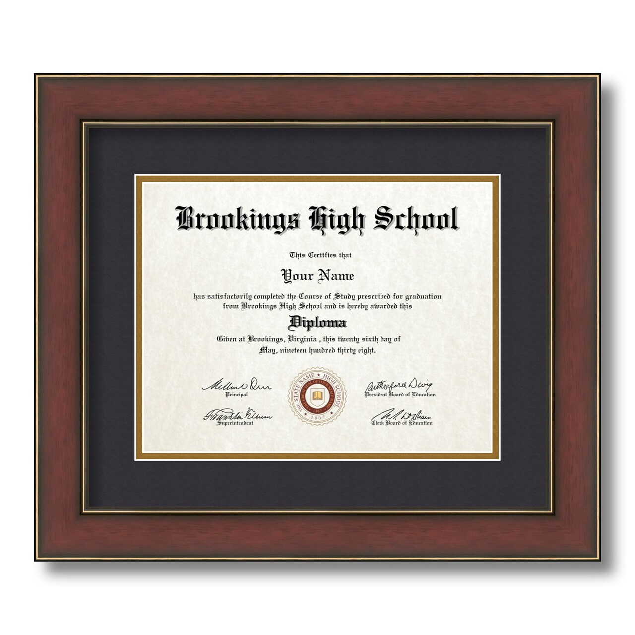 ArtToFrames 8.5x11 inch Diploma Frame - Framed with Black and Gold Mats, Comes with Regular Glass and Sawtooth Hanger for Wall Hanging (D-8.5x11)
